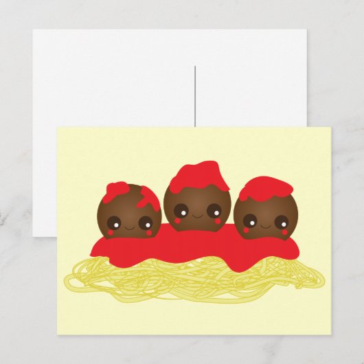 Spaghetti en gehaktballen briefkaart (Voorkant / Achterkant)
