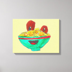 Spaghetti en gehaktballen grappige cartoon kunst canvas afdruk