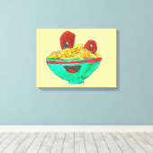 Spaghetti en gehaktballen grappige cartoon kunst canvas afdruk (Insitu (Houten vloer))