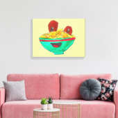 Spaghetti en gehaktballen grappige cartoon kunst canvas afdruk (Insitu (Woonkamer))