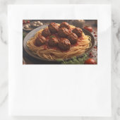 Spaghetti en gehaktballen rechthoekige sticker (Tas)