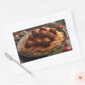 Spaghetti en gehaktballen rechthoekige sticker (Envelop)