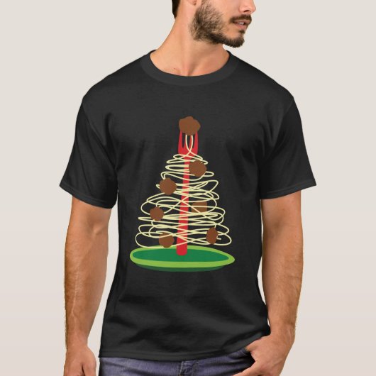 Spaghetti en kerstballen t-shirt (Voorkant)