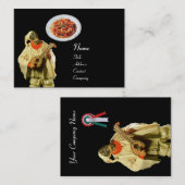 SPAGHETTI EN MANDOLIN ITALIAANSE KITCHEN, zwart ro Visitekaartje (Voorkant / Achterkant)