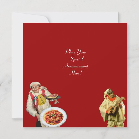SPAGHETTI EN PIZZA PARTIJ, ITALIAANSE KITCHEN rood Kaart (Achterkant)