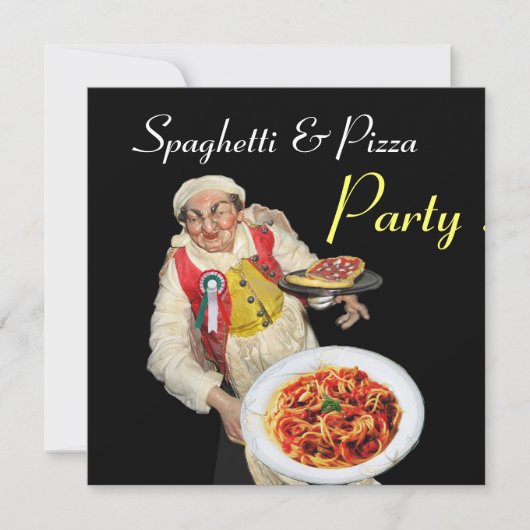 SPAGHETTI EN PIZZA PARTIJ, ITALIAANSE KITCHEN rood Kaart (Voorkant)