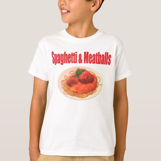 Spaghetti & gehaktballen T-shirt (Voorkant)