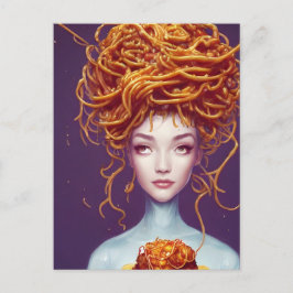 Spaghetti Hair Woman Briefkaart
