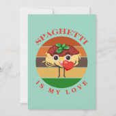 Spaghetti Is Mijn Liefde, Grappige Spaghetti Valen Feestdagenkaart (Voorkant)