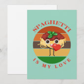 Spaghetti is mijn liefde, grappige spaghetti Valen Feestdagenkaart (Voorkant / Achterkant)