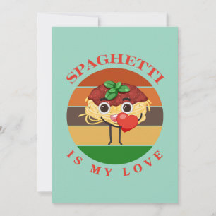 Spaghetti Is Mijn Liefde, Grappige Spaghetti Valen Feestdagenkaart