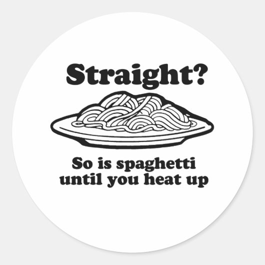 Spaghetti is recht tot je het opwarmt ronde sticker (Voorkant)