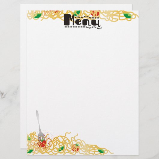 spaghetti Italiaans deegmenu letterkop (Voorkant / Achterkant)