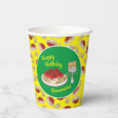 Spaghetti Kids Verjaardagsfeest Gehaktballen Papieren Bekers (Achterkant)