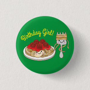 Spaghetti Kids Verjaardagsfeest Gehaktballen Ronde Button 3,2 Cm