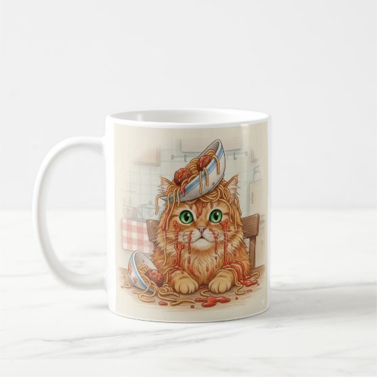 Spaghetti Kitty, Orange, Coffee Mug Koffiemok (Links)