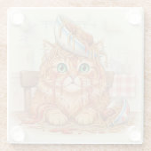 Spaghetti Kitty, Orange, Glass Coaster Glazen Onderzetter (Achterkant)