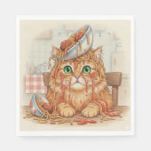 Spaghetti Kitty, Orange, Napkins Servet (Voorkant)