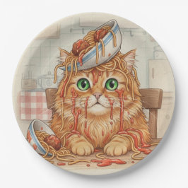 Spaghetti Kitty, Orange, Paper Plates Papieren Bordje
