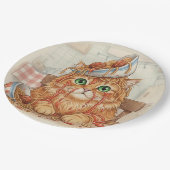 Spaghetti Kitty, Oranje, Papieren Borden Bordje (Gekanteld)