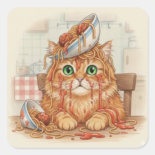 Spaghetti Kitty, Oranje, Stickers (Voorkant)