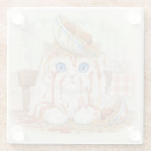 Spaghetti Kitty, White, Glass Coaster Glazen Onderzetter (Achterkant)