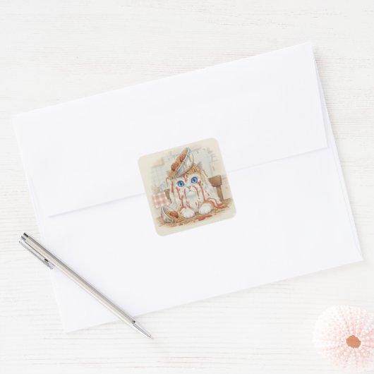 Spaghetti Kitty, Wit, Stickers (Envelop)