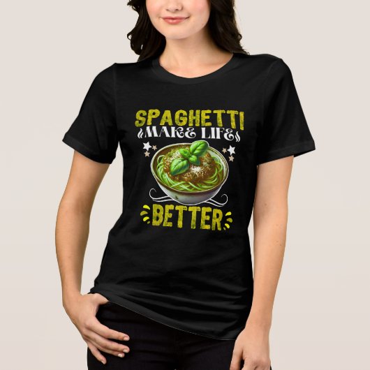 spaghetti maakt het leven beter Tri-Blend shirt (Voorkant)