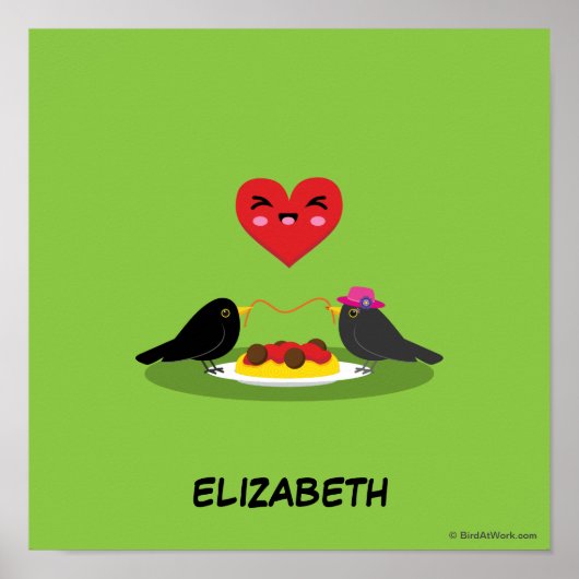 Spaghetti Meatball Romantic Date | Jouw namen toev Poster (Voorkant)