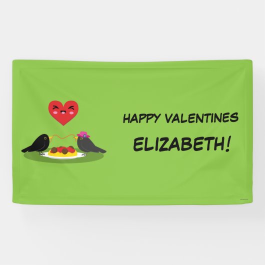 Spaghetti Meatball Romantic Date | Jouw tekst toev Spandoek (Horizontaal)