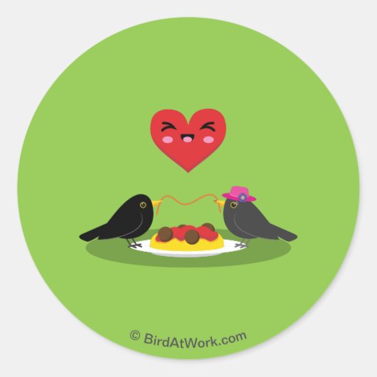Spaghetti Meatball Romantic Date Ronde Sticker (Voorkant)