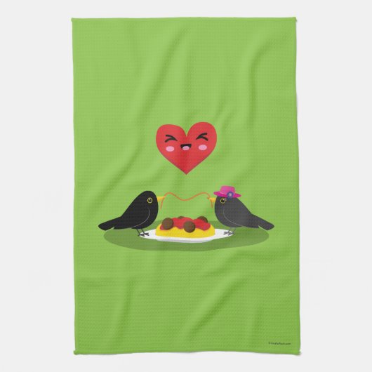 Spaghetti Meatball Romantic Date Theedoek (Verticaal)