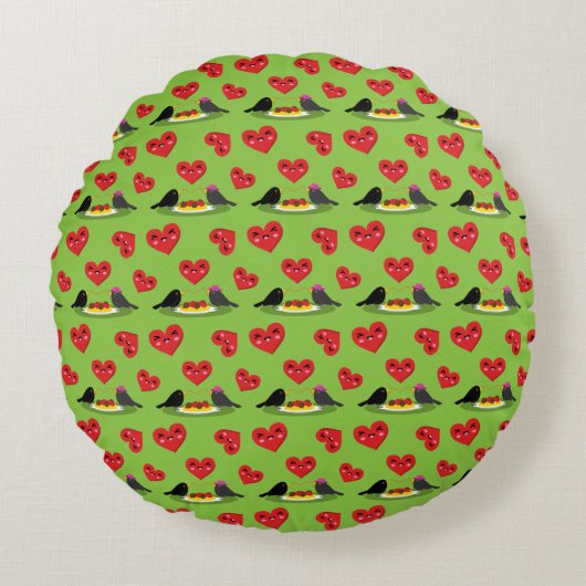 Spaghetti Meatballen Romantic Date Pattern Rond Kussen (Voorkant)
