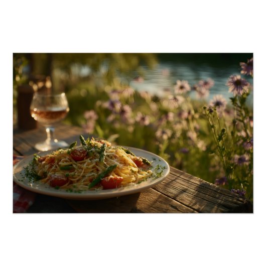 Spaghetti met asperges Tips van een Riverbank Perfect Poster (Voorkant)