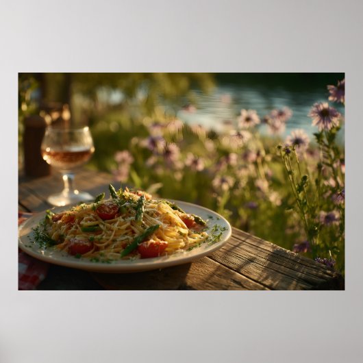 Spaghetti met asperges Tips van een Riverbank Poster (Voorkant)