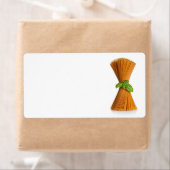 Spaghetti met basilicum geïsoleerd op witte achter etiket (Insitu)