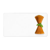 Spaghetti met basilicum geïsoleerd op witte achter etiket (Voorkant)