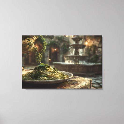 Spaghetti met Broccoli Rabe Canvas Afdruk (Voorkant)