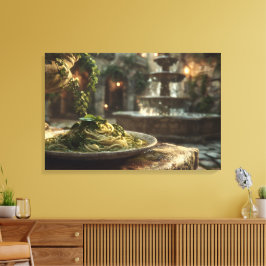 Spaghetti met Broccoli Rabe Canvas Afdruk