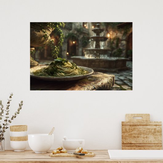 Spaghetti met Broccoli Rabe Poster (Keuken)
