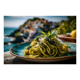 Spaghetti met citroen Basil Pesto – Kustterras Perfect Poster
