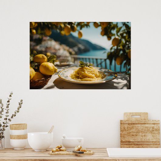 Spaghetti met citroensap poster (Keuken)
