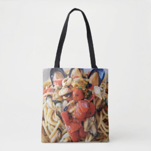 Spaghetti met Mosselen & Cherry Tomaten Italiaans  Tote Bag