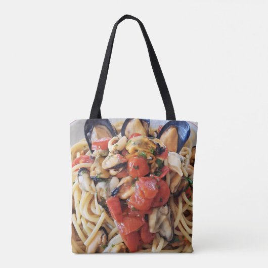 Spaghetti met Mosselen & Cherry Tomaten Italiaans  Tote Bag (Achterkant)