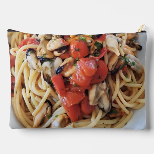 Spaghetti met Mosselen & Cherry Tomatoes Eten Pouc Etui (Achterkant)