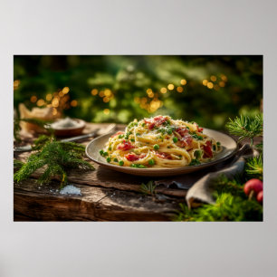 Spaghetti met sardines en venkel poster