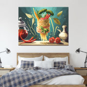 Spaghetti mit Gemüse und Kräutern Wirbel Canvas Afdruk (Insitu (Slaapkamer))