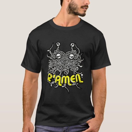 Spaghetti Monster Ramen voor pasteieren T-shirt (Voorkant)