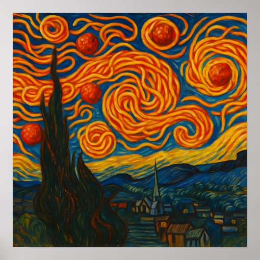 Spaghetti Night - Square Poster (Voorkant)