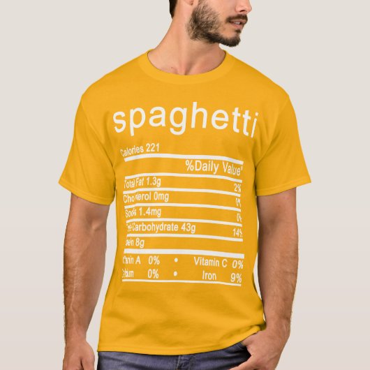 spaghetti Nutrition Facts label T-shirt (Voorkant)
